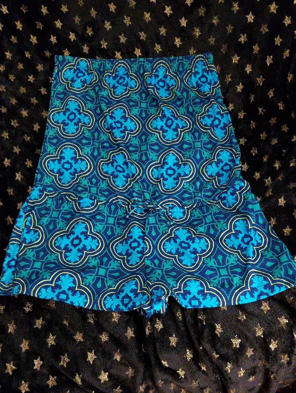 M STYLUS Blue & Teal Patterned Women's Shorts Skort Cover-up